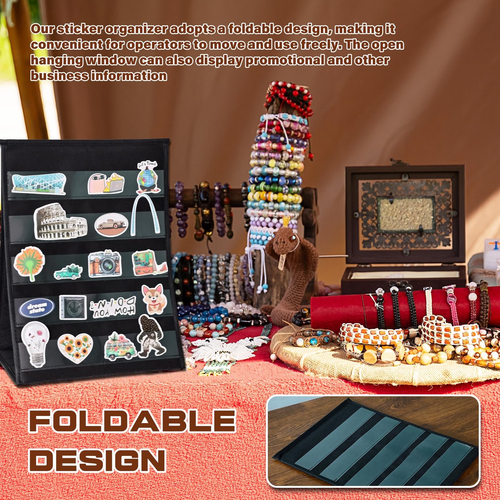 2Pcs 5 Tier Stickers Display Stand for Vendors, Double-Sided Sticker Holder D…