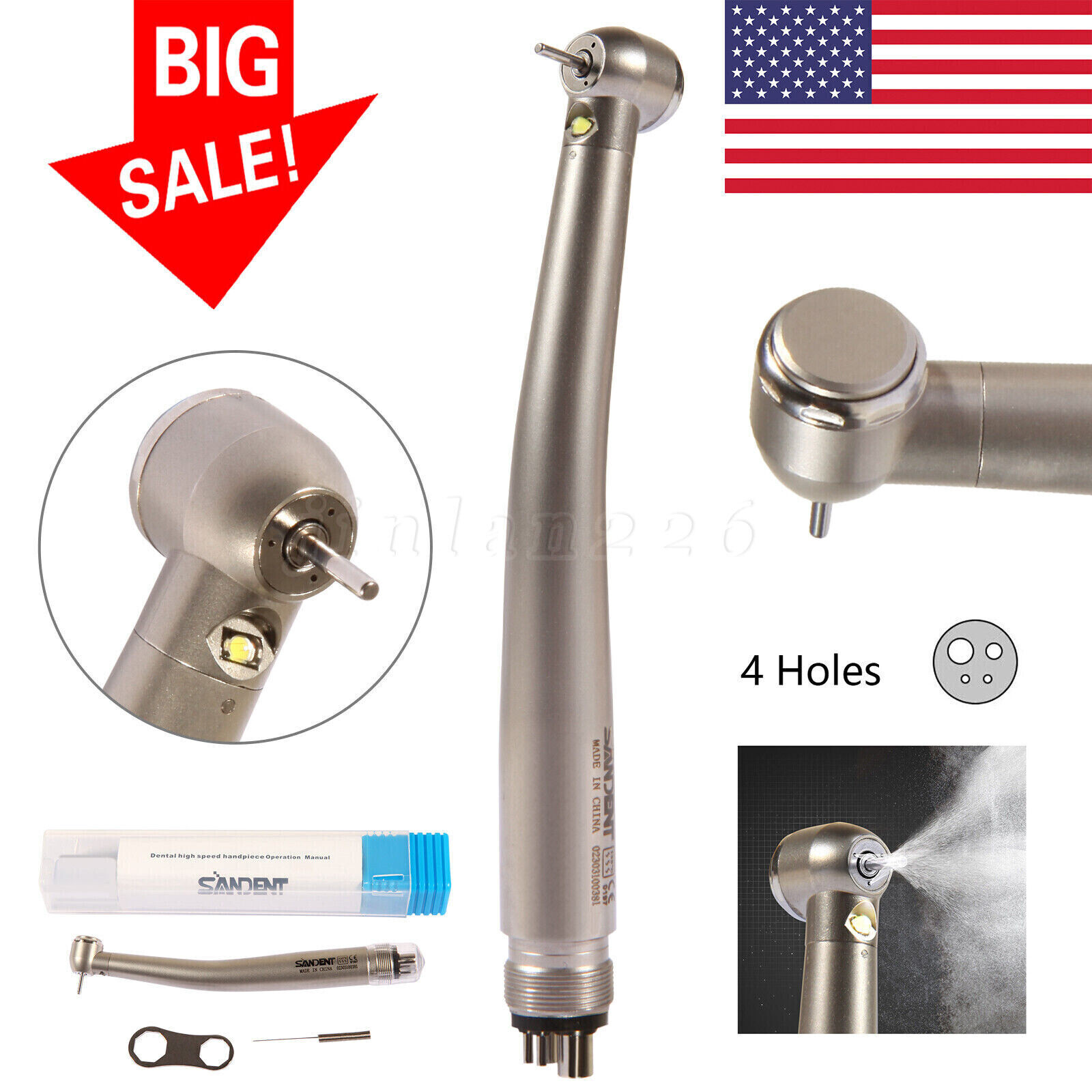 NSK Style Dental Fiber Optic LED E-generator high speed handpiece 4 HOLE Turbine