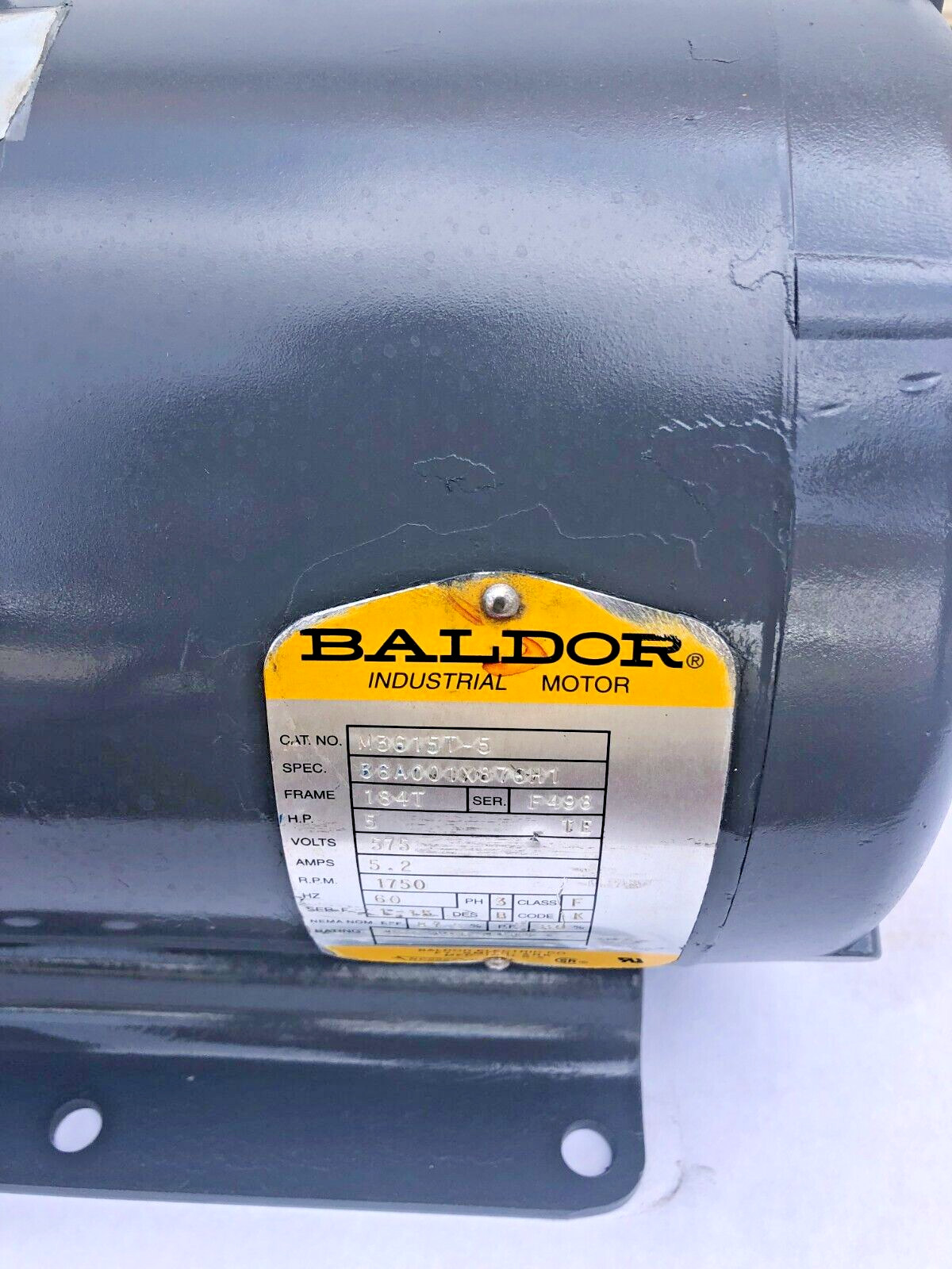 BALDOR 3 PHASE MOTOR M3615T-5 FRAME184T