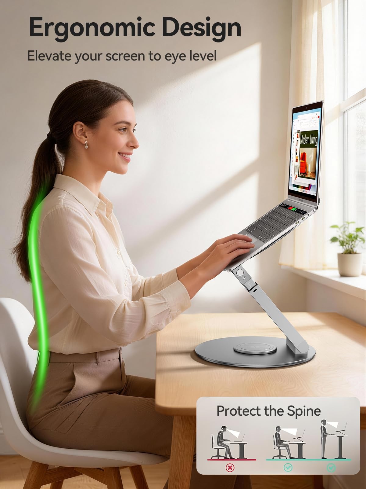 Anifrim Telescopic Laptop Stand 360 Rotation Adjustable Swivel Laptop Riser
