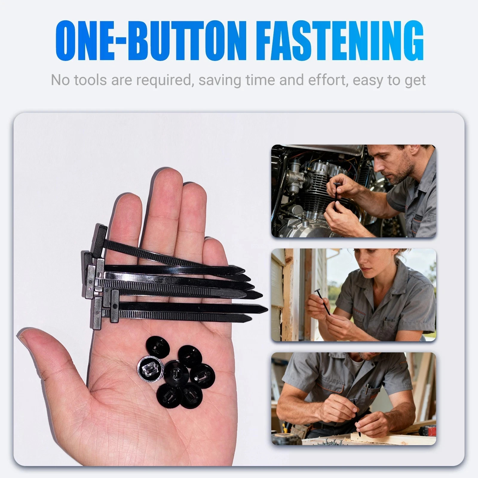 100 PCS Nylon Universal Cable Tie Buckle，Heavy Duty Self-Locking Zip Ties Holder