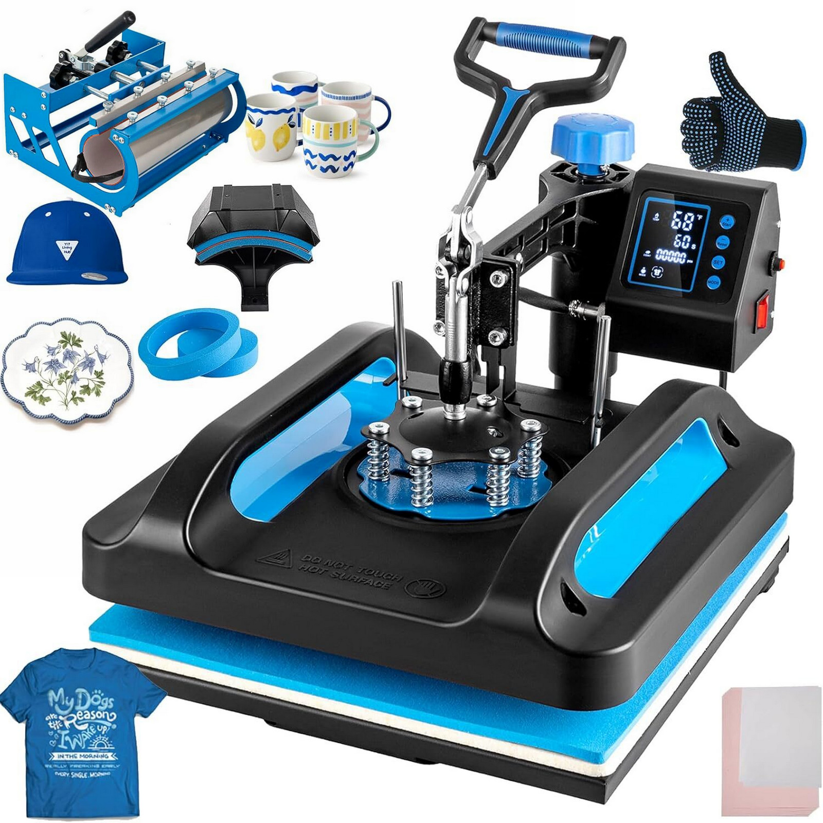 15″x15″ 5 in 1 Heat Press Machine T-Shirt Sublimation Printing with 30OZ Tumbler