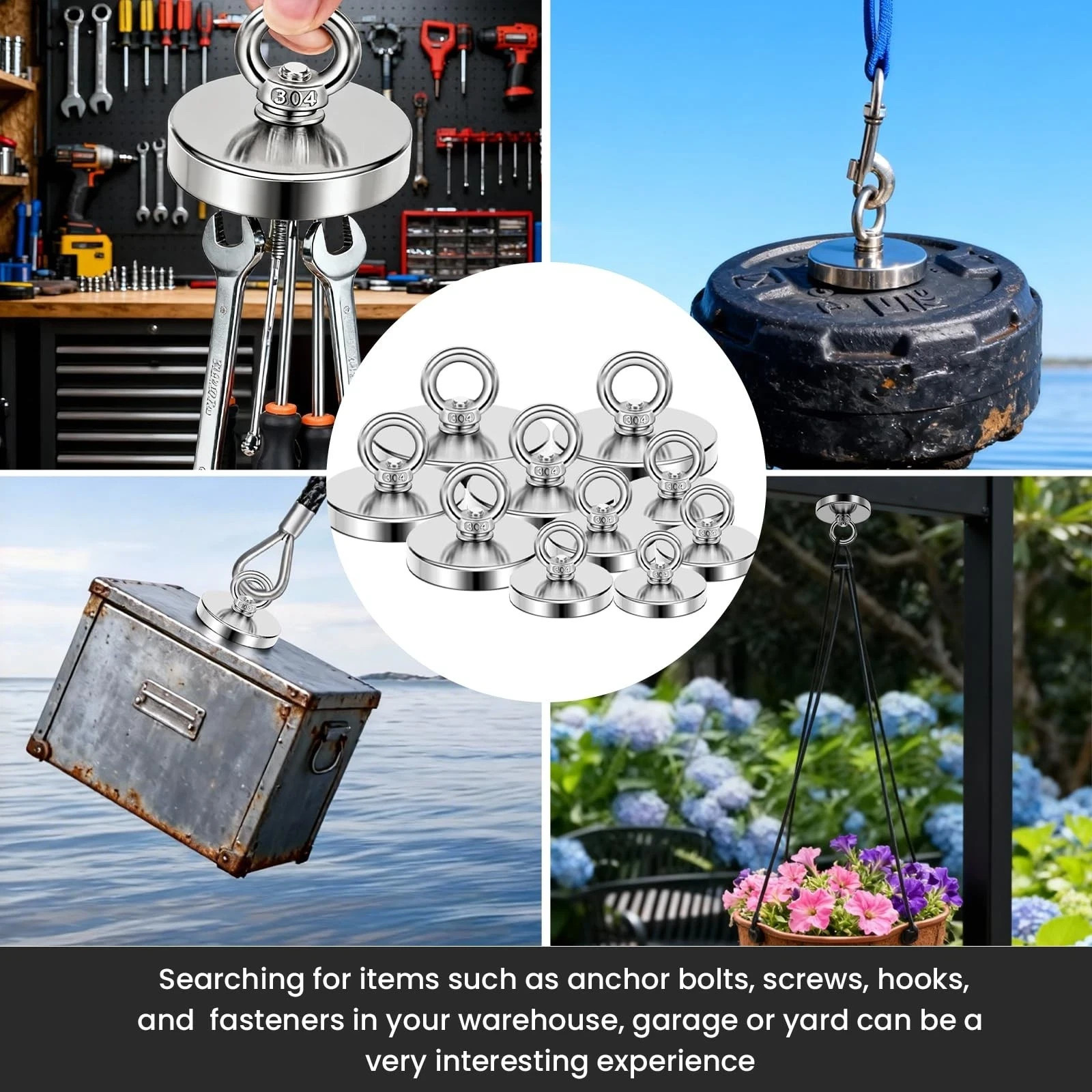 Super Strong Neodymium Fishing Magnets 300 LBS(127 KG) Pulling Force Rare Earth