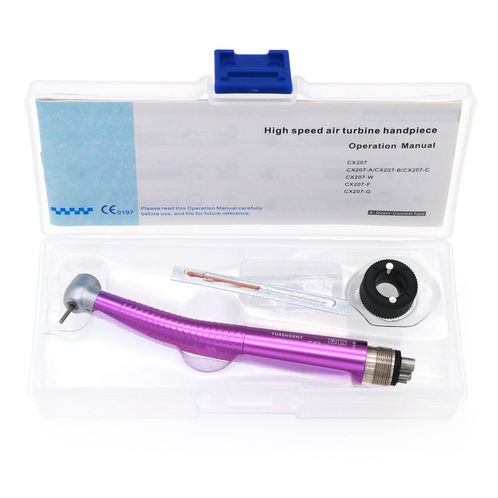 US COXO Dental High Speed 4 Holes Air Turbine Push Button Handpiece CX207-Purple