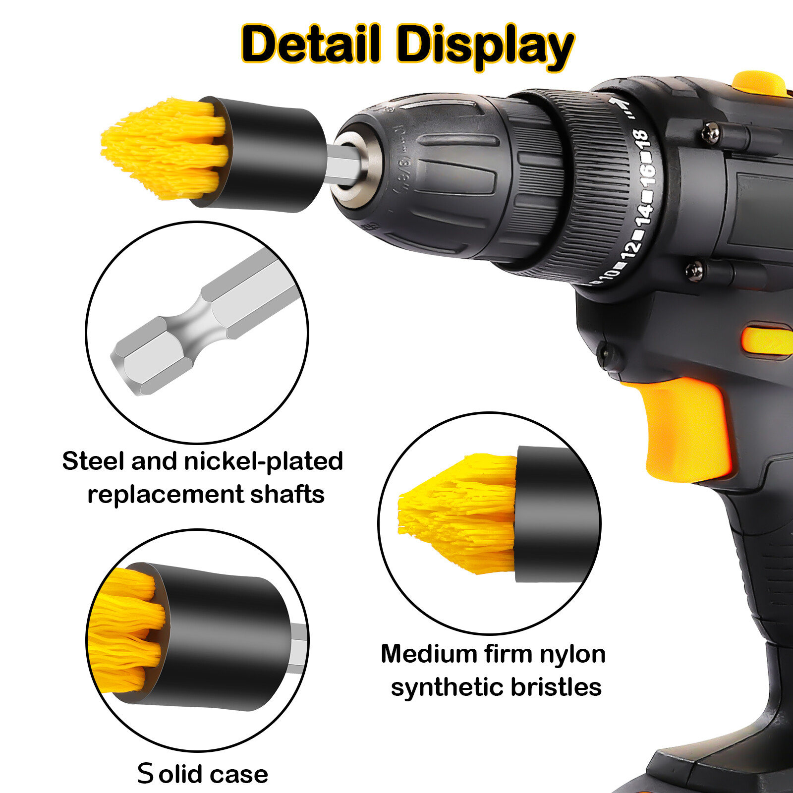 4PCS Drill Brush Attachment Set Power Scrubber For Carpet Tile Grout Cleaning US