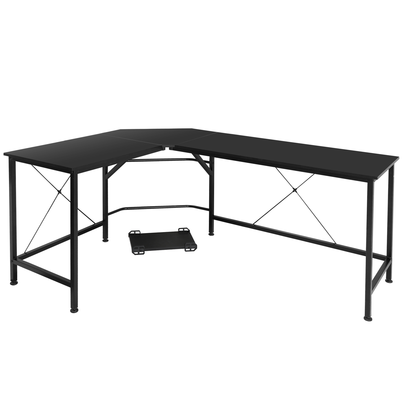 L-Shaped Corner Computer Desk Gaming Desk PC Laptop Table Workstation Black 66″