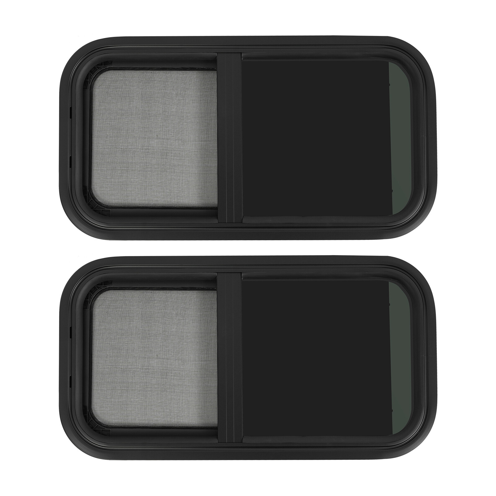 2PCS RV Window Vertical Slide Window 12 x 24in with Trim Rings for Cargo Trailer