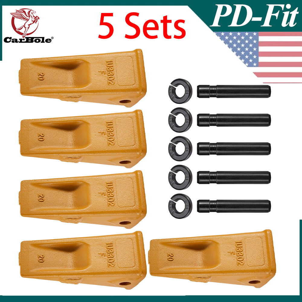 5Packs 1U3302 1U-3302 Bucket Teeth, 9J2308 Pins, 8E6259 Retainer For J300 Tooth