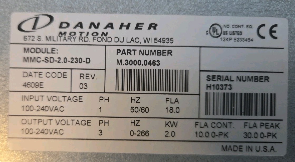 Danaher Motion MMC-SD-2.0-230-D Servo Drive Kollmorgen Free Shipping