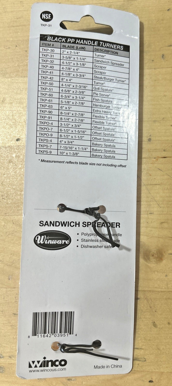 Winco TKP-31, Sandwich Spreader with 3.63×1.25-Inch Blade and Black Polypropylen