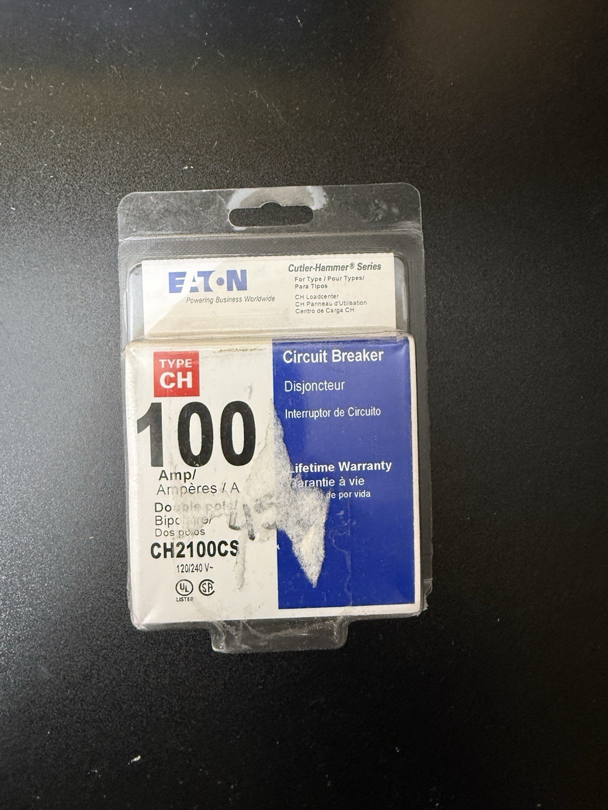 EATON CH2100CS Snap-In Circuit Breaker 2-Pole 120/240v 100A NEW IN BOX