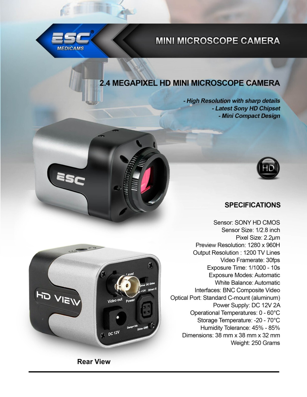 Zeiss Type Microscope C-Mount Camera, Adapter & Beam Splitter Lens for Slit Lamp
