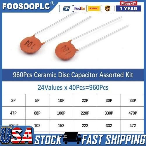960Pcs/Lot X 2PF-0.1UF 50V 24Value*40Pcs Ceramic Capacitor Assortment Kit US