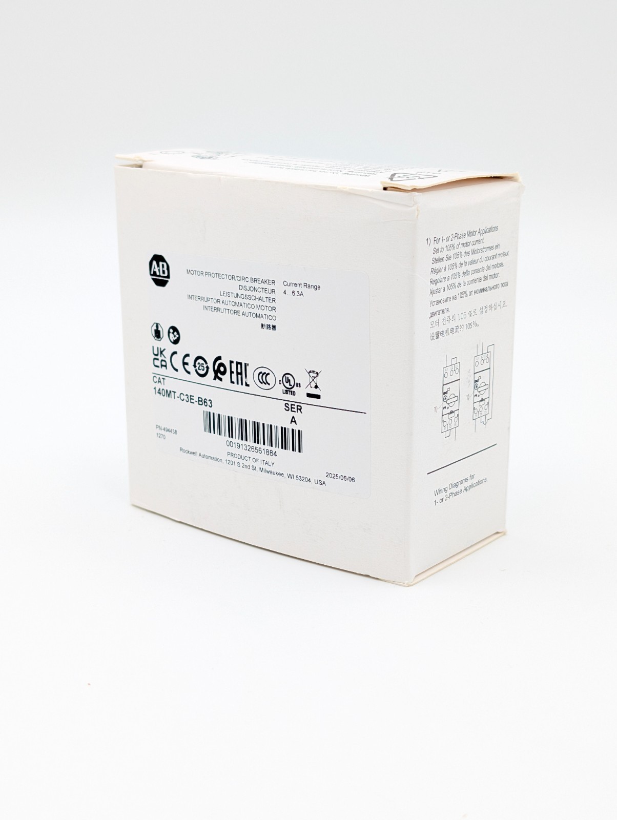 Allen-Bradley 140MT-C3E-B63 Motor Protection Circuit Breaker New in Box US STOCK