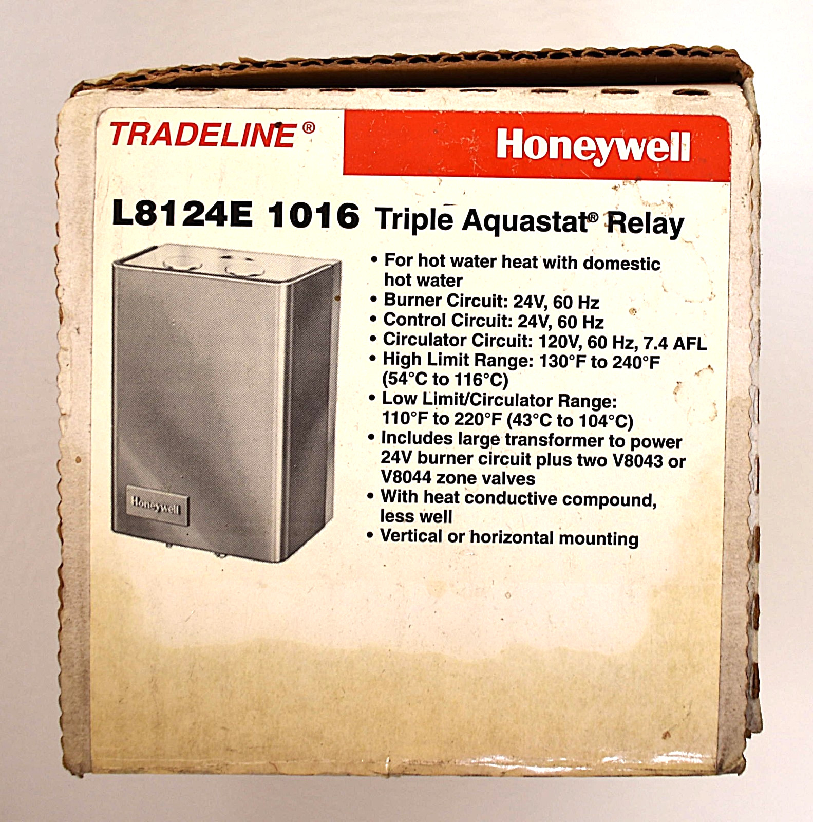 Honeywell L8124E1016 L8124E 1016 aquastat relay free shipping