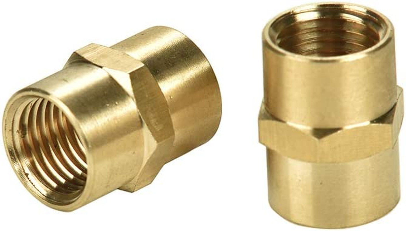 2 Pack 1/4″ X 1/4″ NPT Coupler, Brass Female Pipe Fitting (1/4″ X 1/4″ NPT Femal