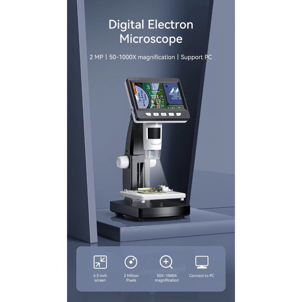 New 4.3 Inch LCD Digital Microscope 1000X HD Magnifier for Circuit Repair