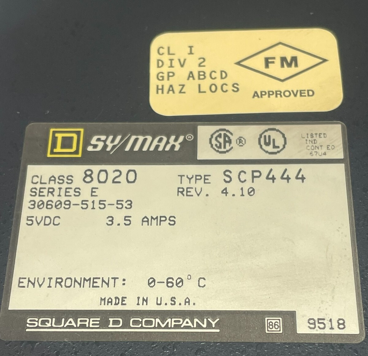 USED SQUARE D SY/MAX 8020-SCP-444 PROCESSOR MODULE 5VDC 3.5AMPS 8020 SCP444