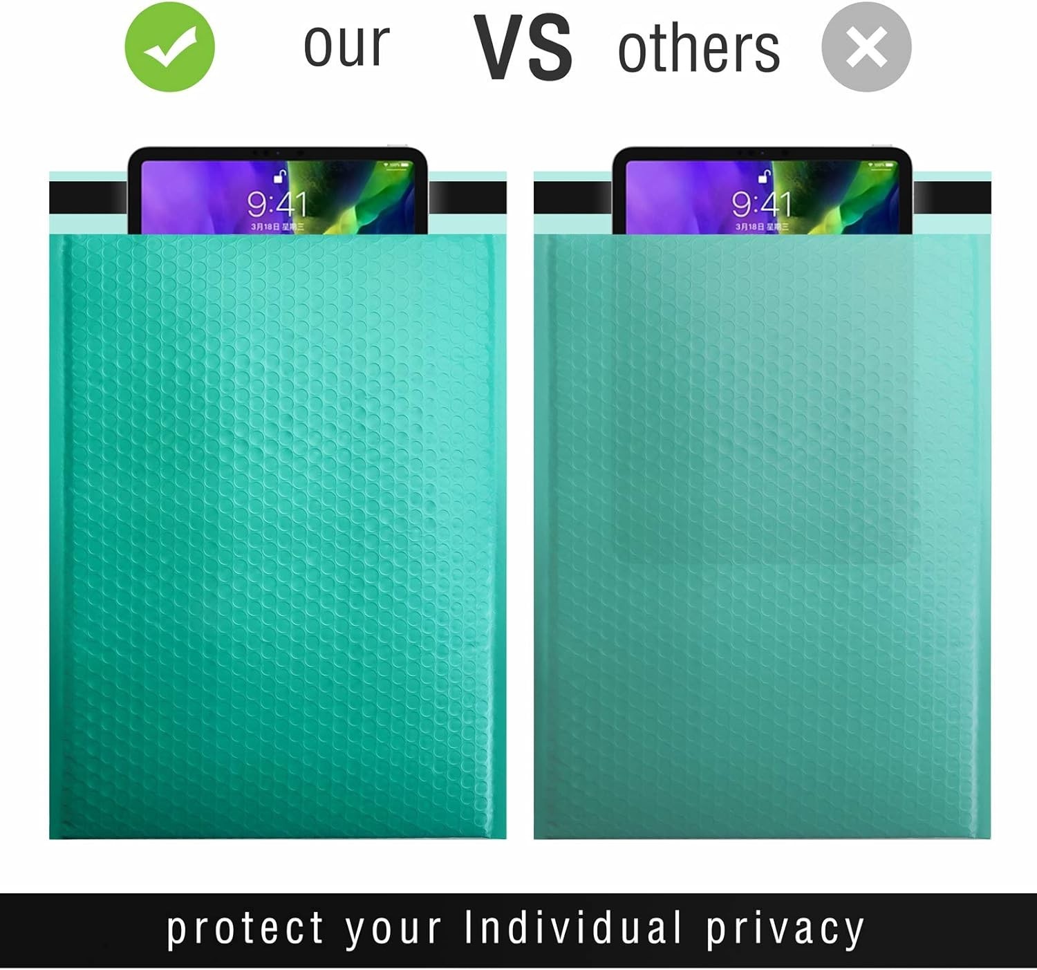 250pc Large Bubble Mailers 10.5×16 Padded Envelopes 10.5×15 Poly Bubble Bag Teal