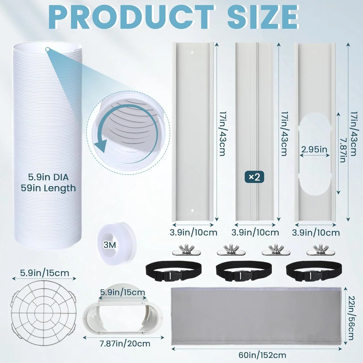 Portable Air Conditioner Window Unit Kit with Hose Universal Adjustable Seal Pla