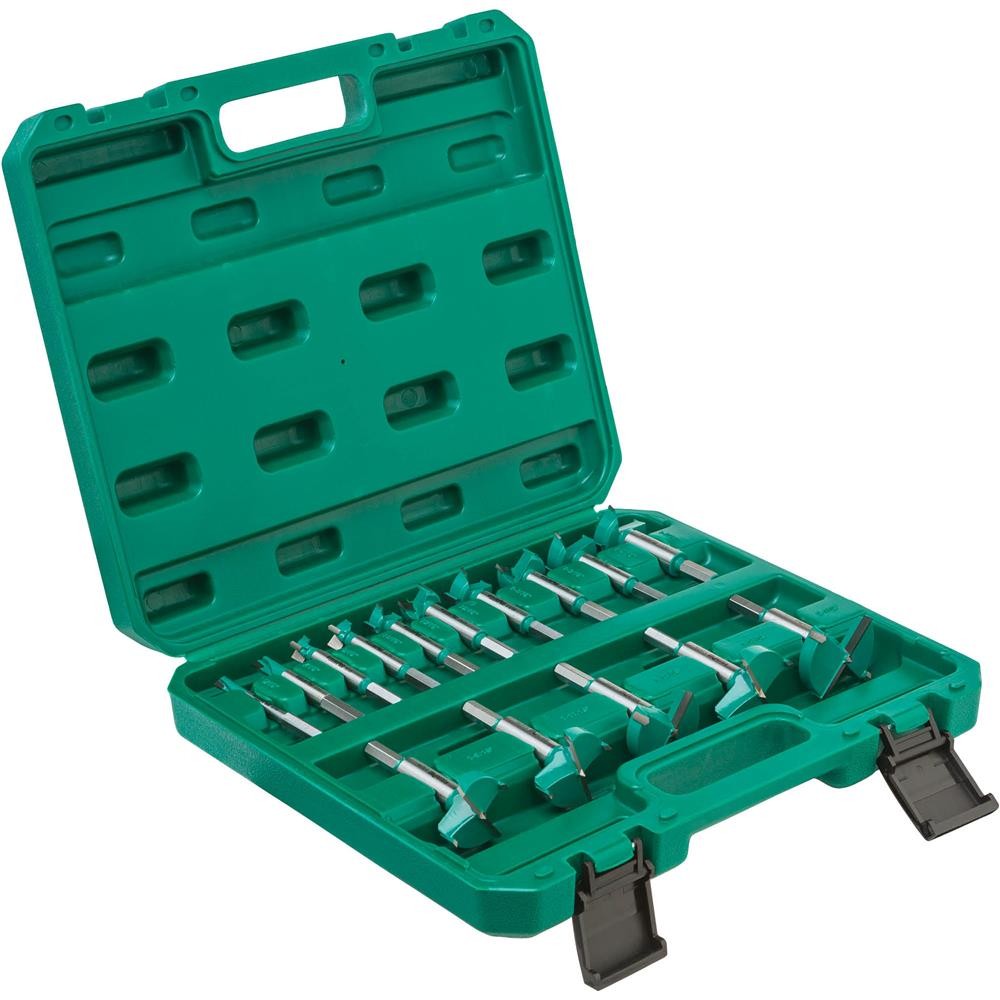 T33698 15 Pc. Tungsten Carbide Hex Shank Forstner Bit Set, 5/16″ – 2-1/16″