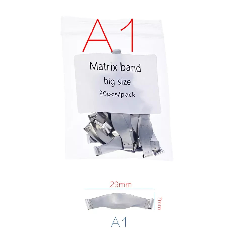 20Pcs/Pack Dental Saddle Contoured Matrix Metal Matrices Bands Spring clip