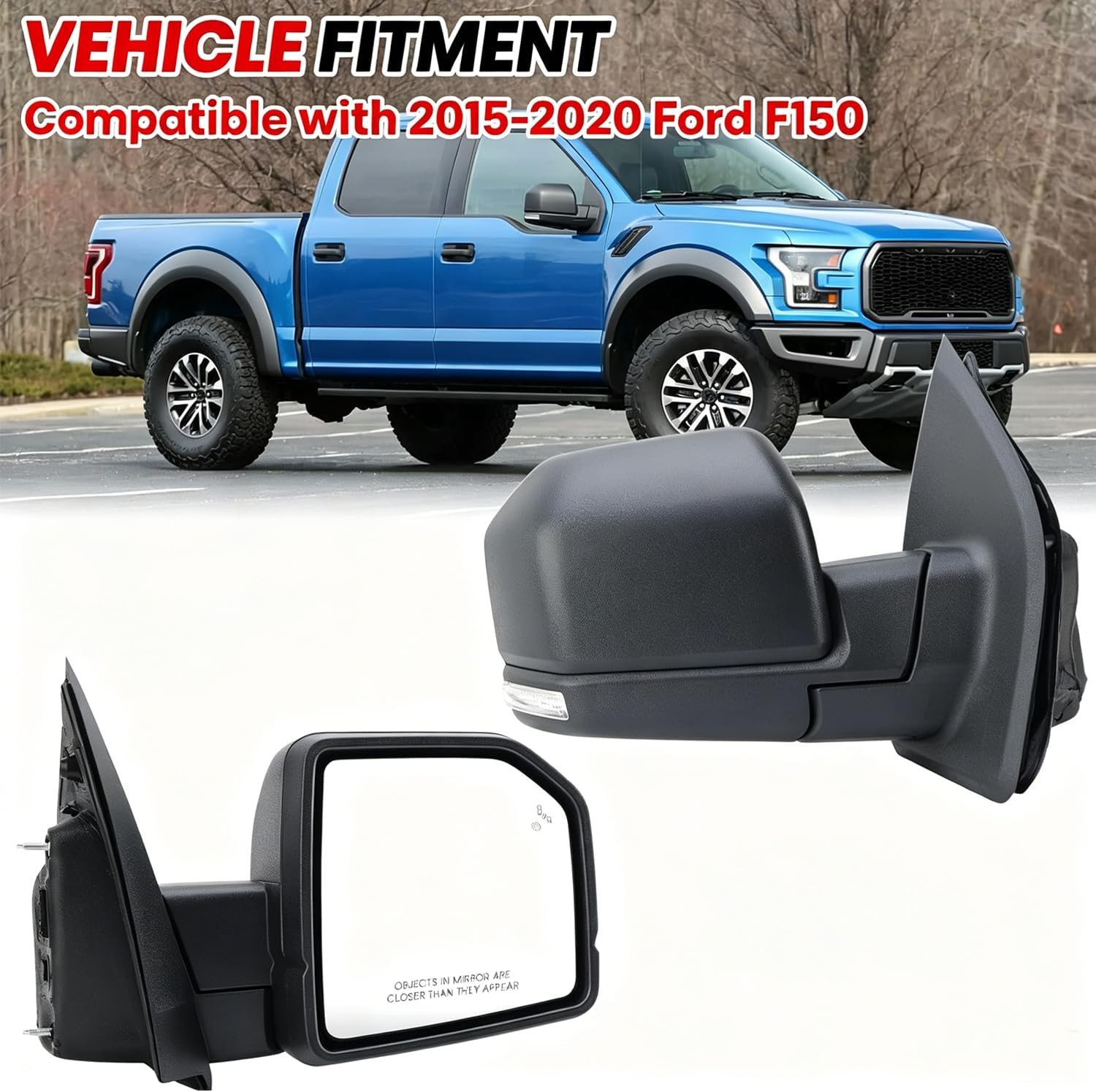 (11 Pins) Right Passenger Side Mirror for 2015-2020 Ford F150 with Heated/Power