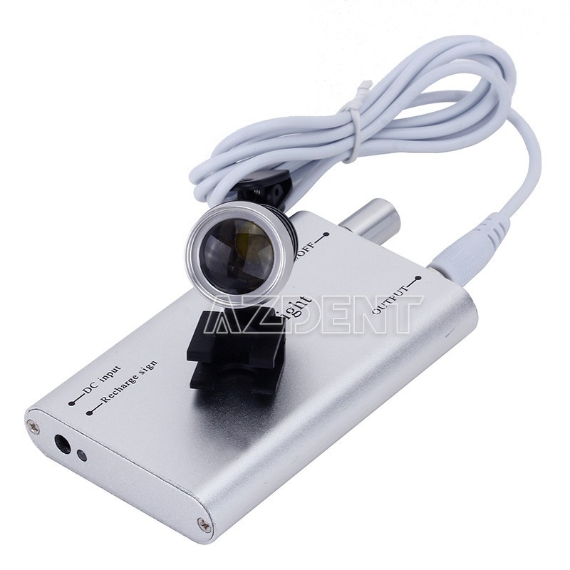 Dental Medical 5W LED Head Light w/ Filter Metal Clip for Loupes Glasses Silver