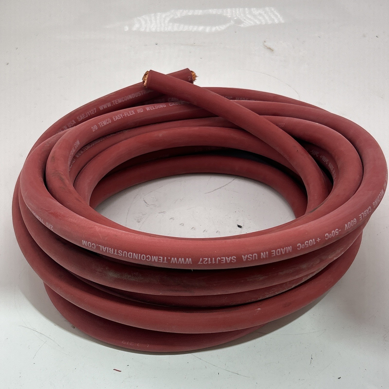 TEMCo 2/0 Gauge AWG 20 Ft Red Flexible Copper USA Welding Cable Battery Wire