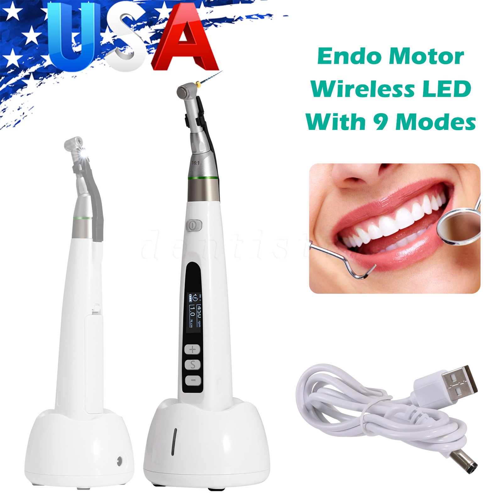 Dental Lab MARATHON Electric Micromotor Polisher+Contra Angle Straight Handpiece