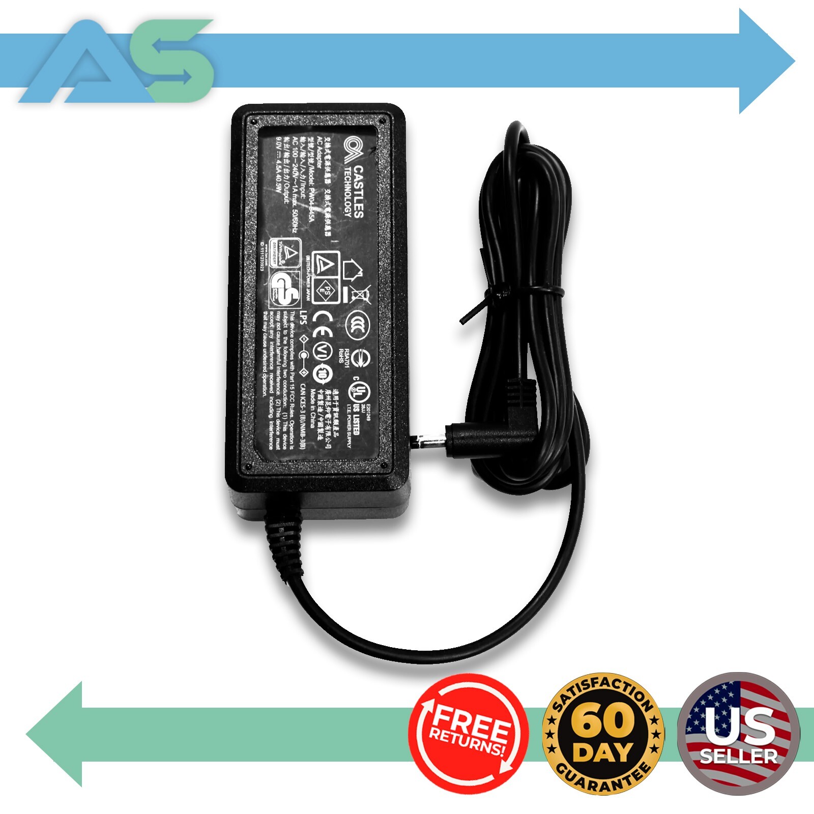Castles 40.5W Power Supply for Dejavoo Z11 Z9 Z8 Vega 3000 Credit Card Terminals