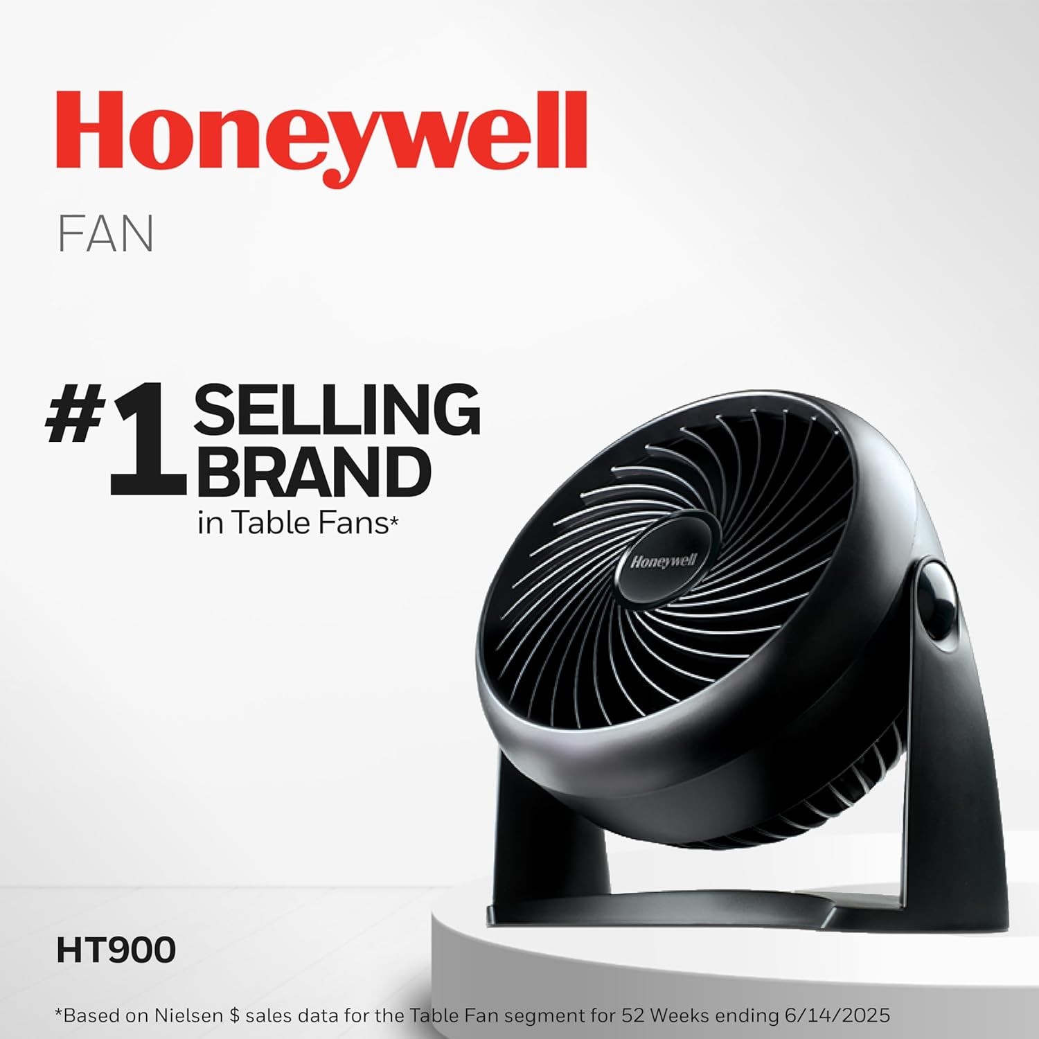Honeywell HT900 TurboForce Tabletop Fan, 3 Speeds 90° Pivoting Head Black