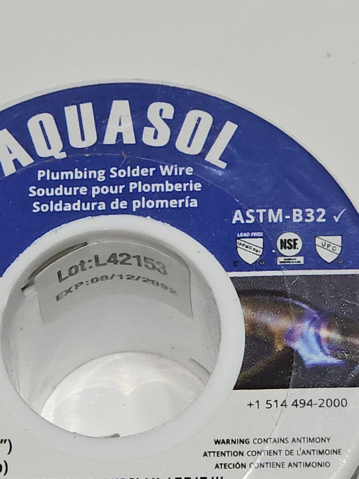 AIM Aquasol Lead Free Plumbing Solder 3mm (0.125 Inch) 227g (0.5lb)