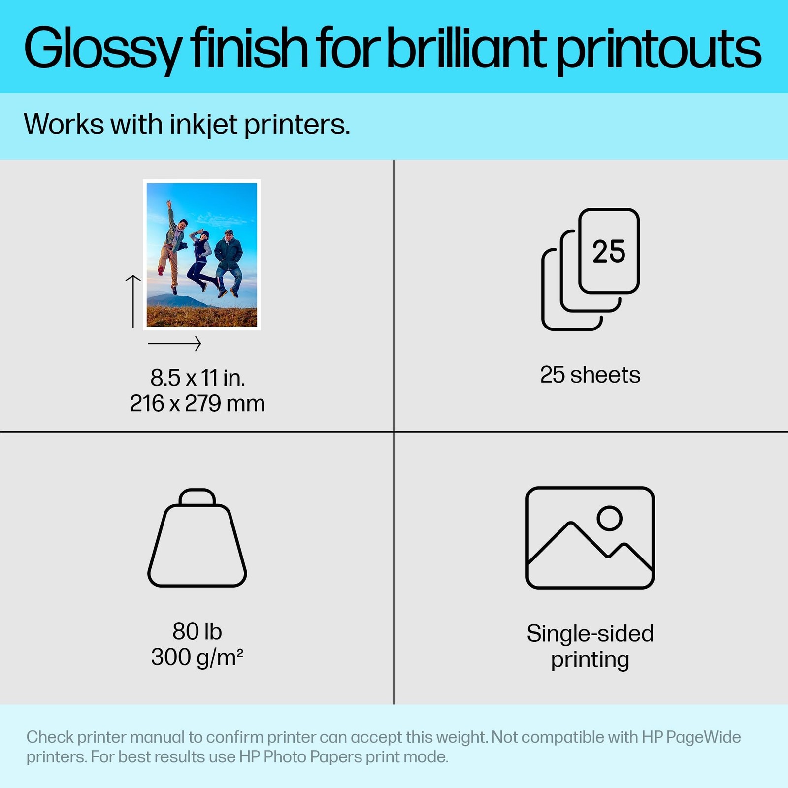 HP Premium Plus Photo Paper For Inkjet 8.50″ x 11″ 80lb Glossy White CR670A