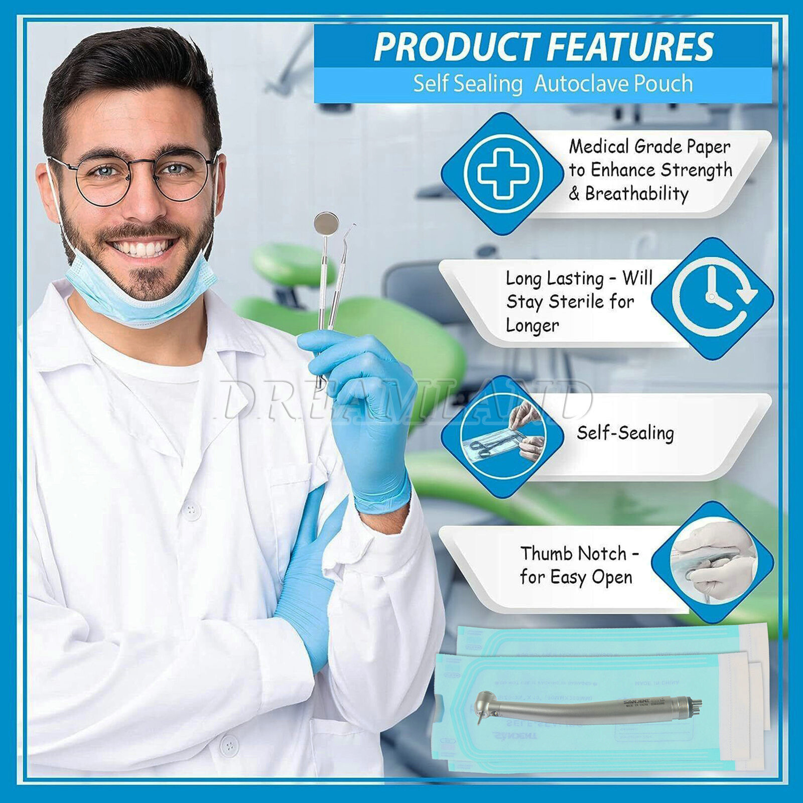 Self Seal Sterilization Pouches – Autoclave Sterilizer Bags 3.5×10 Tattoo