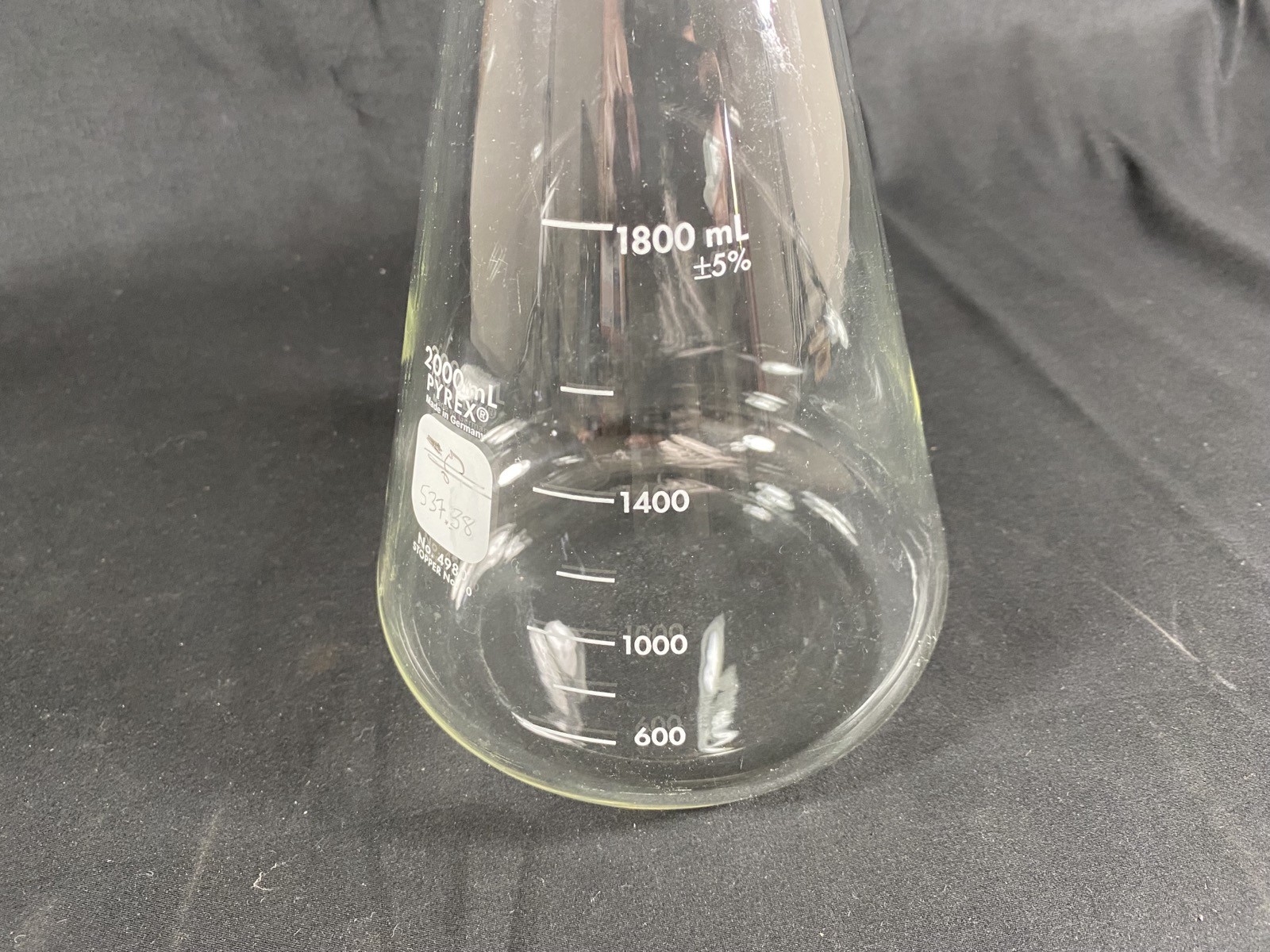 PYREX 2000mL Narrow Mouth Graduated Heavy Duty Rim Erlenmeyer Flask 4980-2L