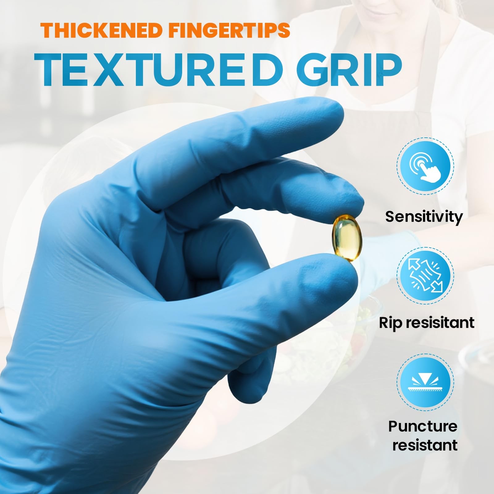 100 Disposable Nitrile Gloves Medium 6mil Heavy Duty Blue Latex Free