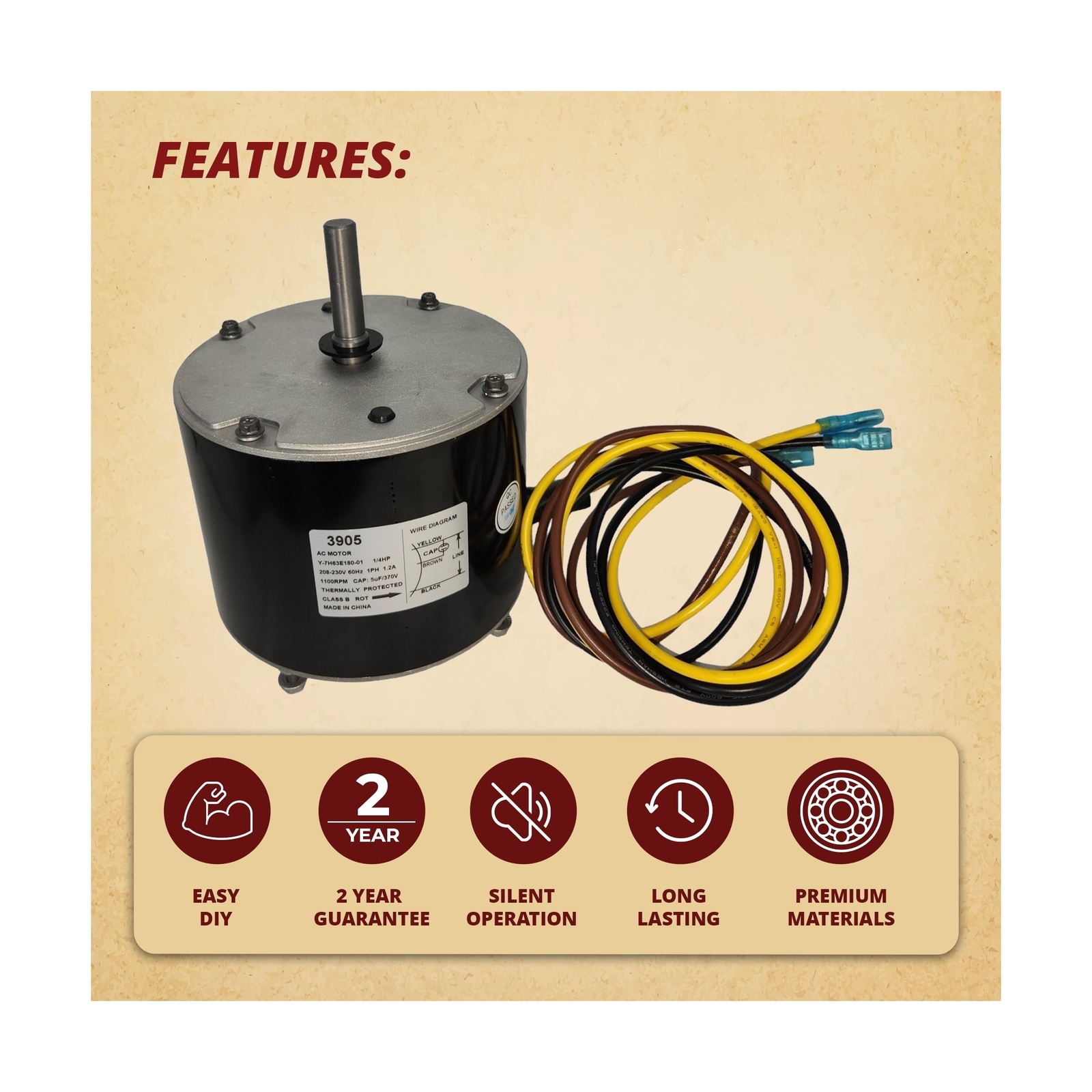 Genteq Carrier 3905 Condenser Fan Motor 5KCP39EGS070S HC39GE237A 5KCP39EGY823…