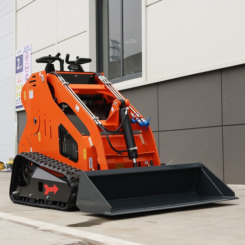 24HP Mini Skid Steer Tracked Loader 3-Pumps 2-Cylinder Gas Engine +3 Attachments