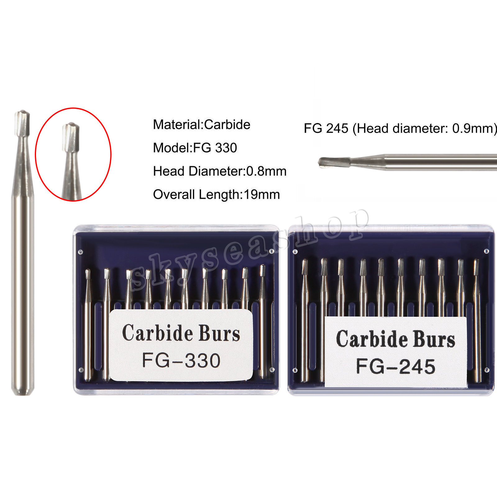 Dental Carbide Burs FG 330 / FG 245 Burs High Speed Friction Grip Pear