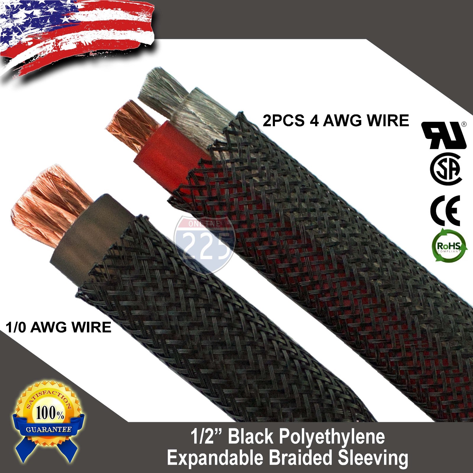 20 FT 1/2″ Black Expandable Wire Cable Sleeving Sheathing Braided Loom Tubing US