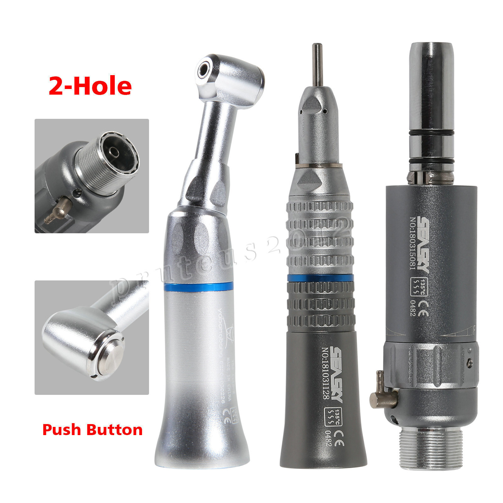 SEASKY Dental Slow Low Speed Handpiece Contra Angle Straight Air Motor 2/4Hole