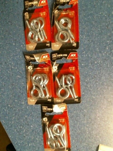 Ace 5360276, 1-5/8″ Large Screw Eyes, 6 per pack, Lot of 5 Packs, FREE SHIPPING