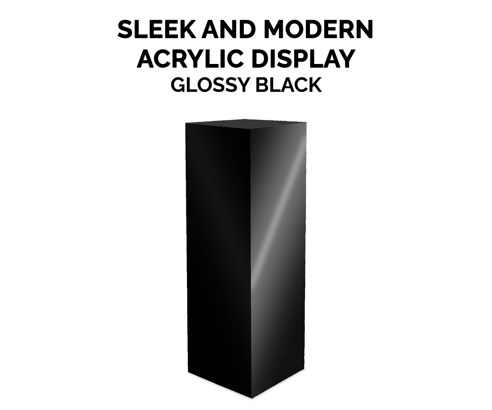 12″ x 12″ x 32″ Black Acrylic Lucite Display Cube Pedestal Art Sculpture Stand