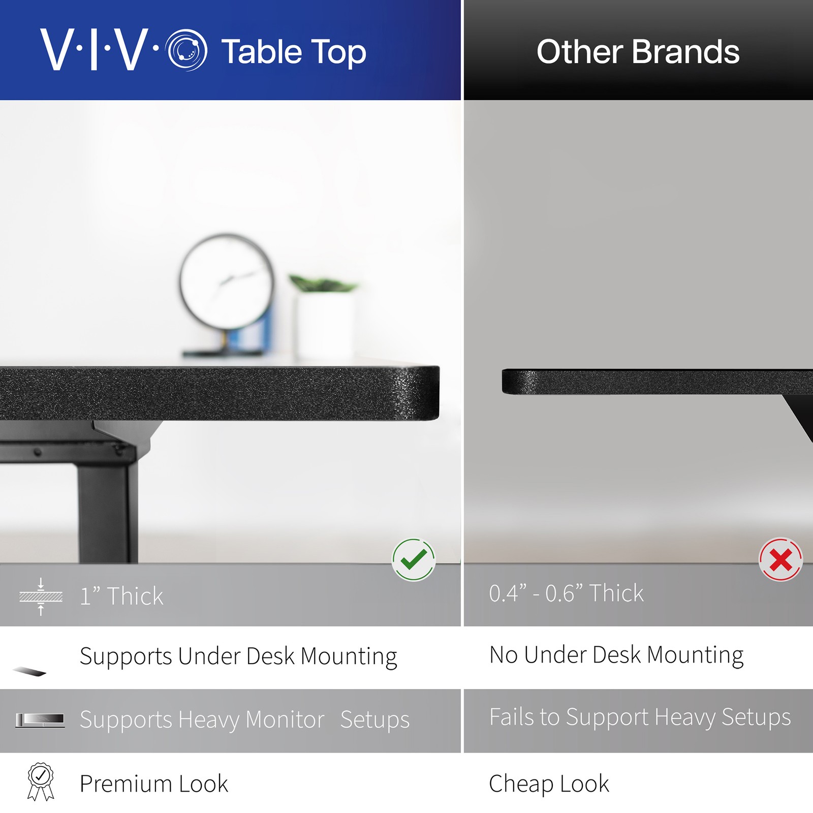 VIVO Black 60 x 24 inch Universal Table Top for Sit to Stand Desk Frames