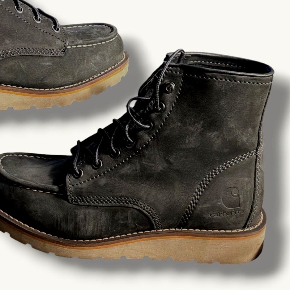 Women’s 8M Carhartt 6″ Soft Moc Toe Wedge Boot, Dark Grey Leather Safety Boots