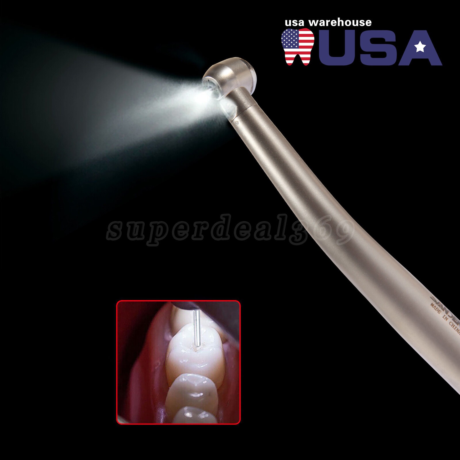 NSK Style Dental Fiber Optic LED E-generator High Speed Handpiece Turbine 4Holes
