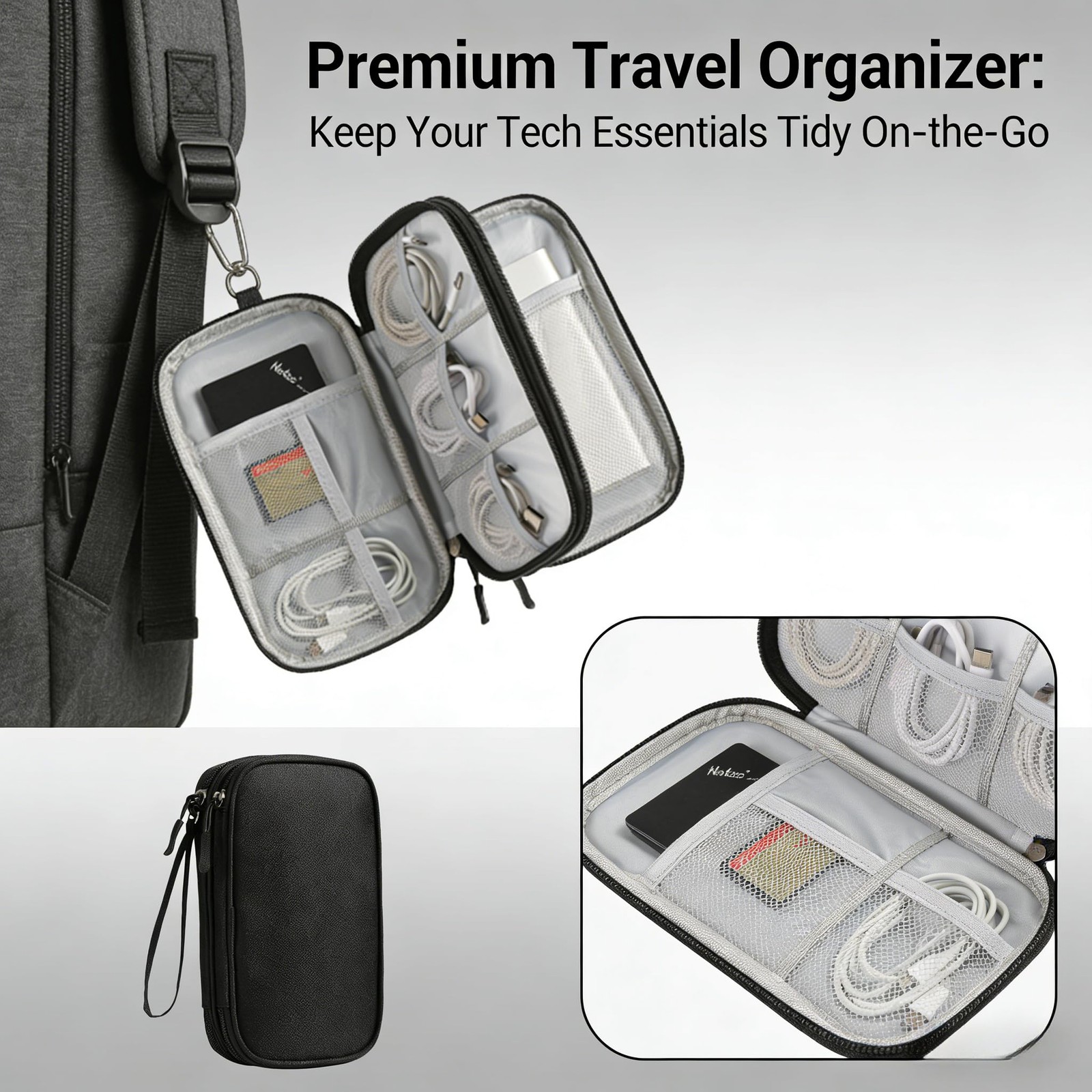 Hard EVA Electronics Travel Organizer Case for Charger Cable Power Bank Phone