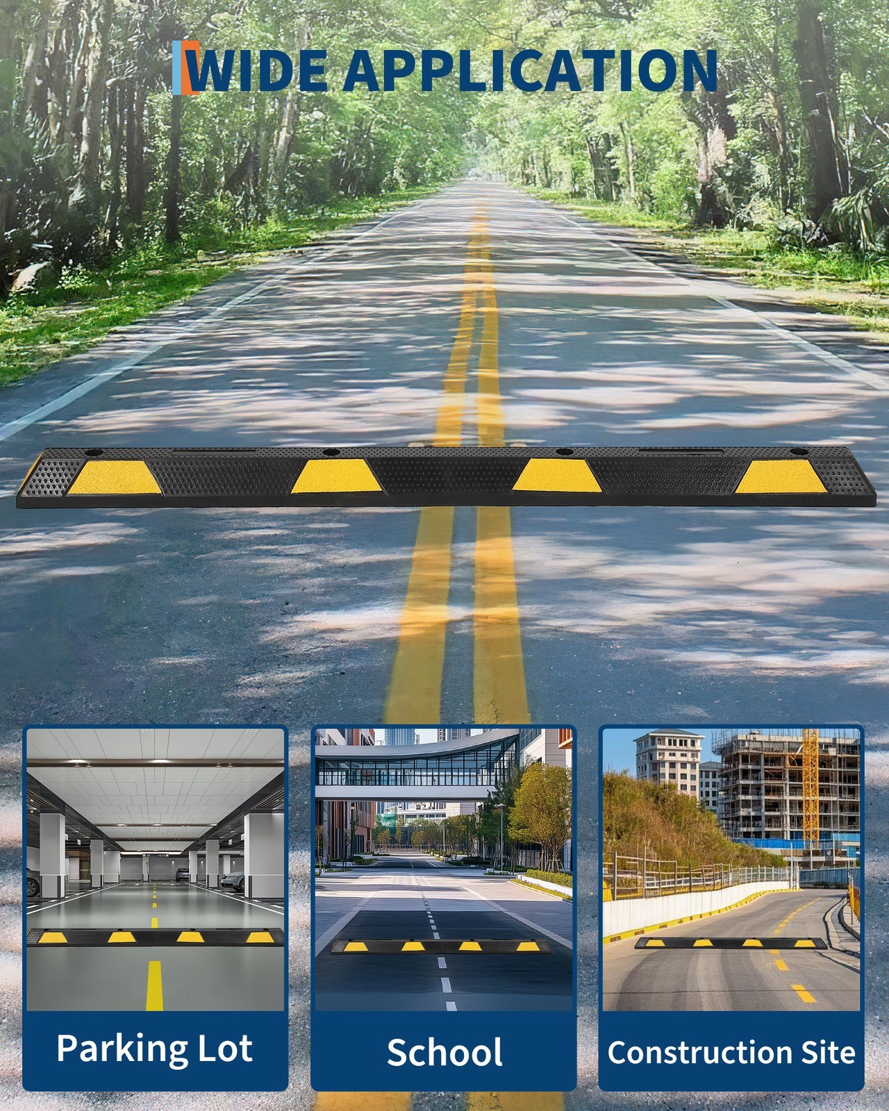 1 Pack 72” Speed Bump 4” High Heavy Duty Speed Humps Portable Speed Bump