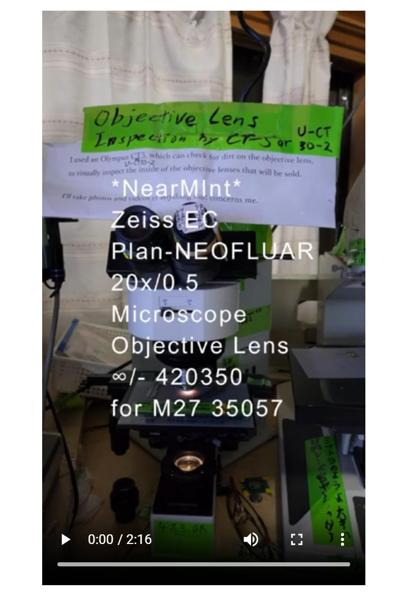 *NMint* Zeiss EC Plan-NEOFLUAR 20x/0.5 Microscope Objective ∞/- 420350 M27 35057